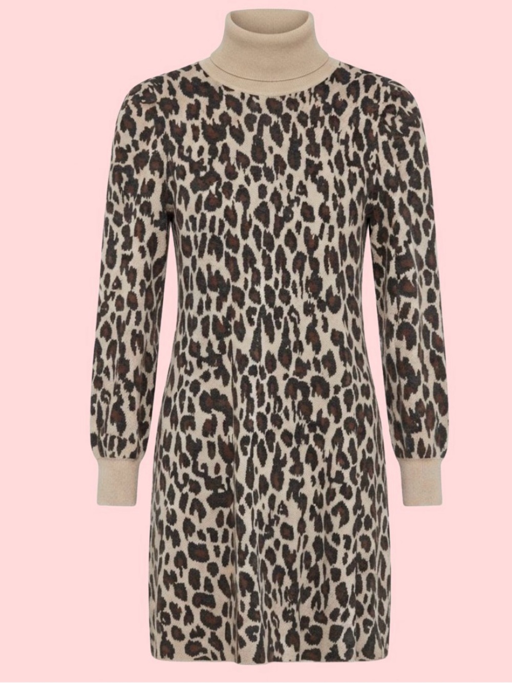 Just Taylor - Sweater Dress - Puff Sleeves - Leopard Print - L- Heavy Y2K PUNK